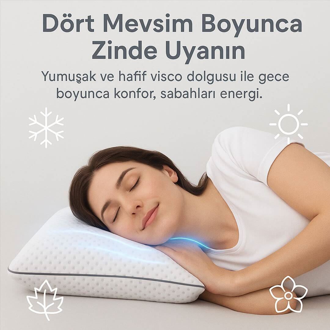 İnce Biyeli Pro Visco Classic Yastık Yumuşak, Hafif ve Rahat, Yaz-Kış Kullanıma Uygun