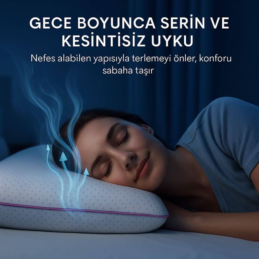 Visco Classic Yastık Levander Lavanta Kokusu ile Rahatlatıcı Etki, Boyun ve Baş Desteği Sağlayan Hava Kanallı Yastık