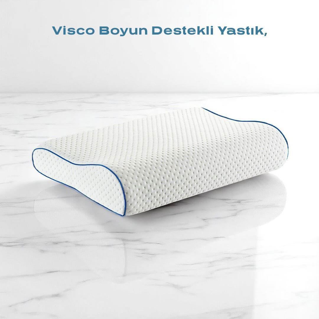 Visco Boyun Destekli Yastık Omurga Desteği, Boyun ve Omuz Ağrılarını Azaltan Ortopedik Tasarım