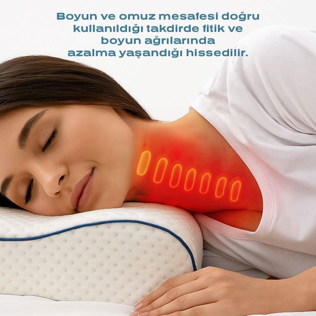 Visco Boyun Destekli Yastık Omurga Desteği, Boyun ve Omuz Ağrılarını Azaltan Ortopedik Tasarım