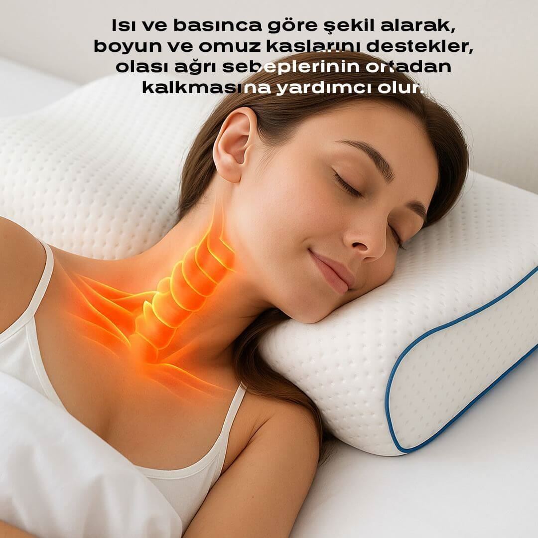 Visco Boyun Destekli Yastık Omurga Desteği, Boyun ve Omuz Ağrılarını Azaltan Ortopedik Tasarım