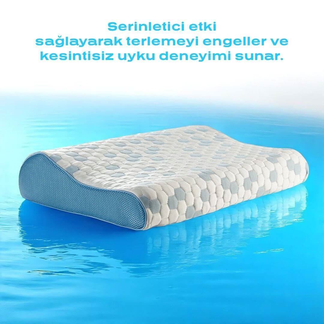 Cooler Visco Boyun Destekli Yastık Serinletici Etki, Boyun ve Omuz Desteği, Hava Sirkülasyonu Sağlayan Ergonomik Tasarım