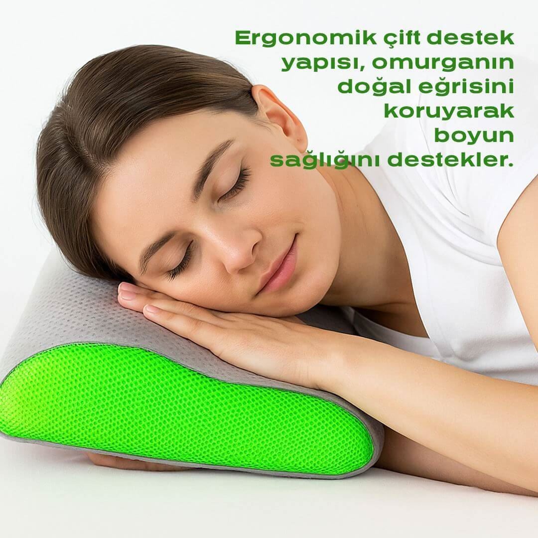Carbon Visco Çift Boyun Destekli Yastık – 2 Taraflı Yükseklik, Boyun ve Omurga Desteği, Carbon Serisi Teknolojisi CarbonAir OrthoCool