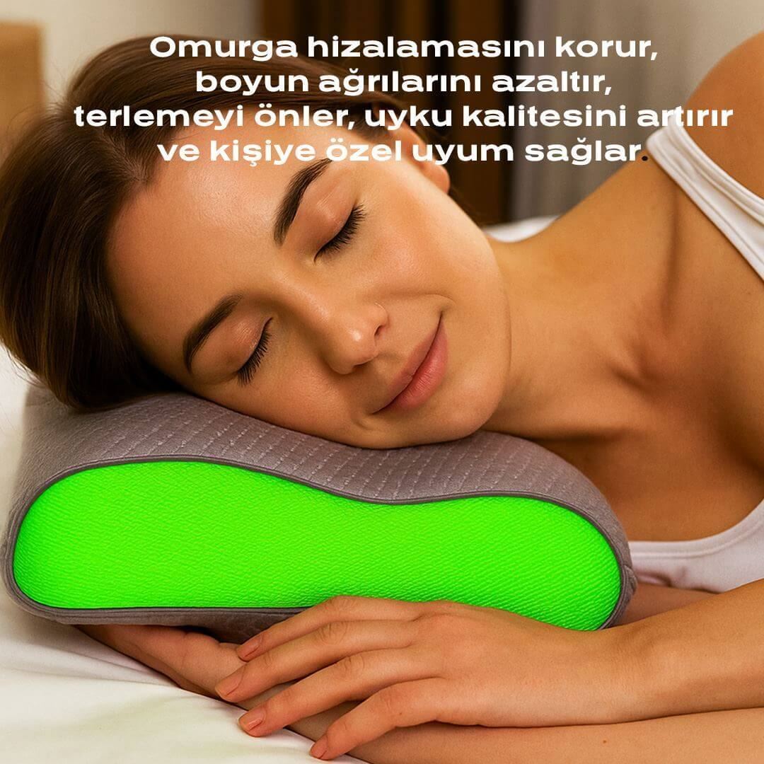 Carbon Visco Çift Boyun Destekli Yastık – 2 Taraflı Yükseklik, Boyun ve Omurga Desteği, Carbon Serisi Teknolojisi CarbonAir OrthoCool