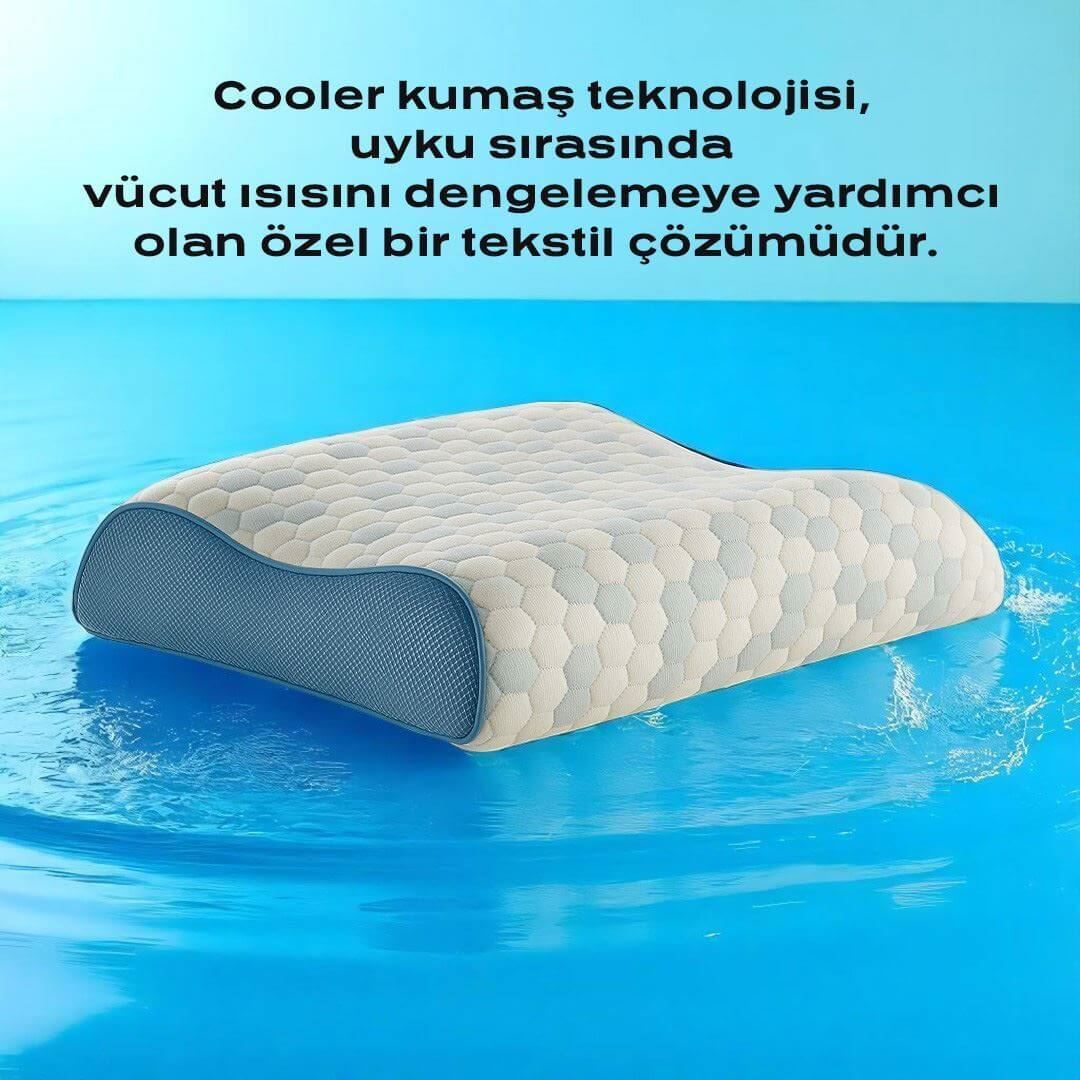 Cooler Visco Çift Boyun Destekli Yastık 2 Taraflı Yükseklik, Serinletici Etki, Boyun ve Omurga Desteği, Cooler Serisi Tasarımı