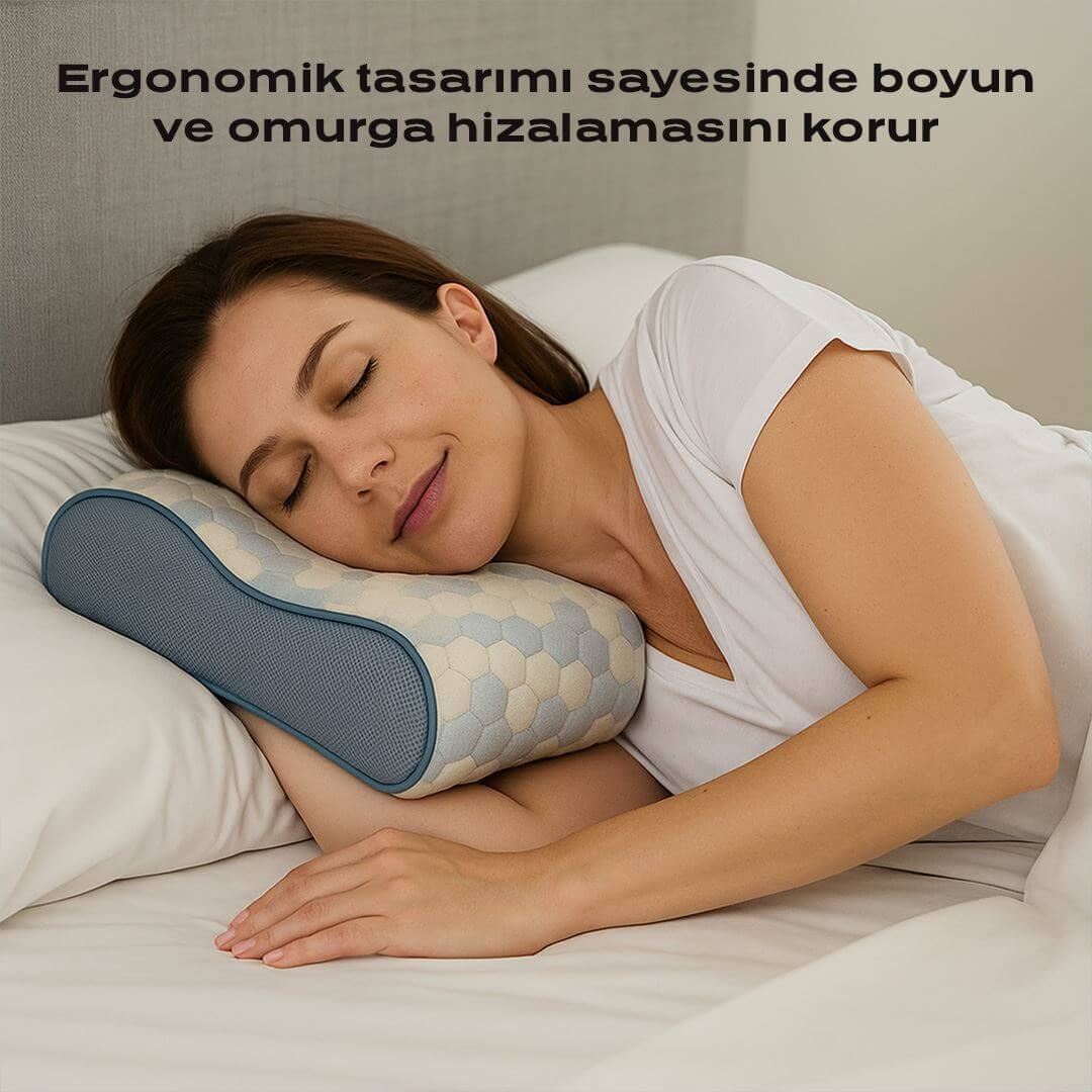 Cooler Visco Çift Boyun Destekli Yastık 2 Taraflı Yükseklik, Serinletici Etki, Boyun ve Omurga Desteği, Cooler Serisi Tasarımı