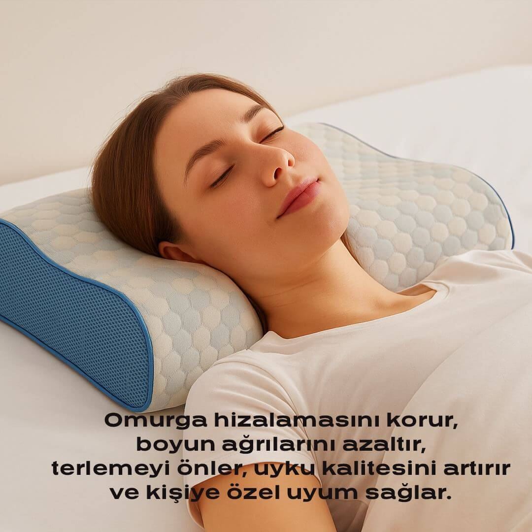 Cooler Visco Çift Boyun Destekli Yastık 2 Taraflı Yükseklik, Serinletici Etki, Boyun ve Omurga Desteği, Cooler Serisi Tasarımı