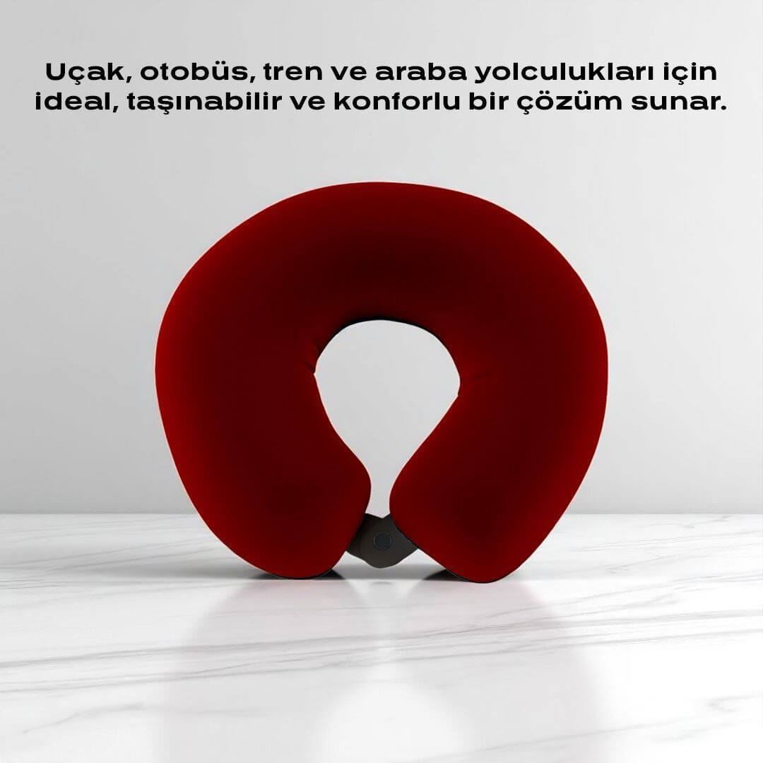 Visco Seyahat Yastığı Kırmızı Ergonomik Boyun Desteği, Hafıza Köpüğü Teknolojisi ile Konforlu Seyahat