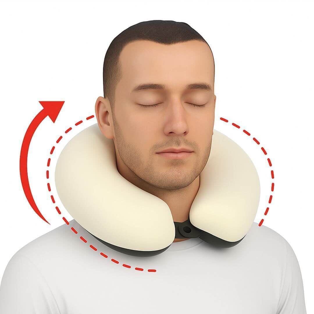 Visco Seyahat Yastığı Beyaz Ergonomik Boyun Desteği, Hafıza Köpüğü Teknolojisi ile Konforlu Seyahat